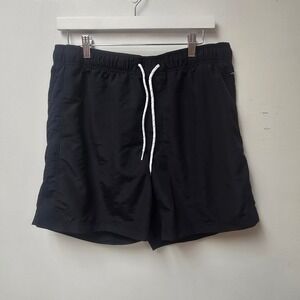 Duluth Trading Co Mens Black Nylon Swim Trunks Board Shorts Mesh Lined Size‎ L